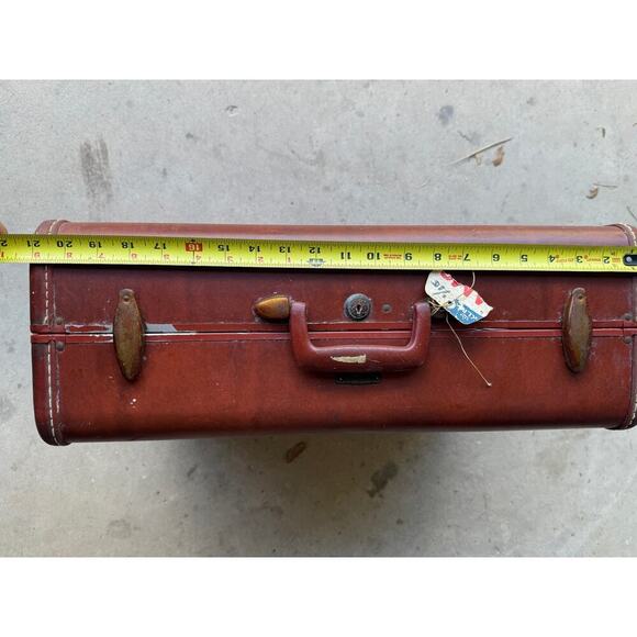Vintage 50s Samsonite Schwayder Bros Hard Case Brown Mid-Century KLM Airline Tag - Picture 8 of 9